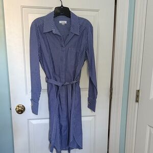 Calvin Klein Navy Striped Long Sleeve Dress